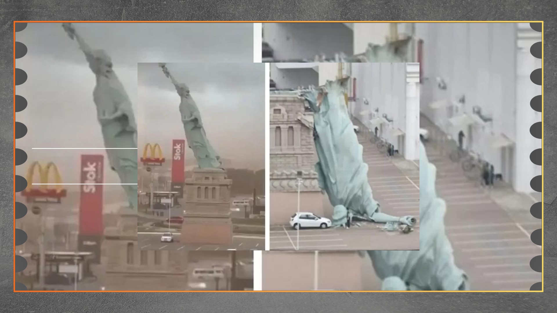Replika Patung Liberty Roboh Diterjang Badai di Brasil