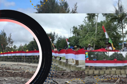 Warga Mimika Bentangkan Bendera Merah Putih 1 Kilometer