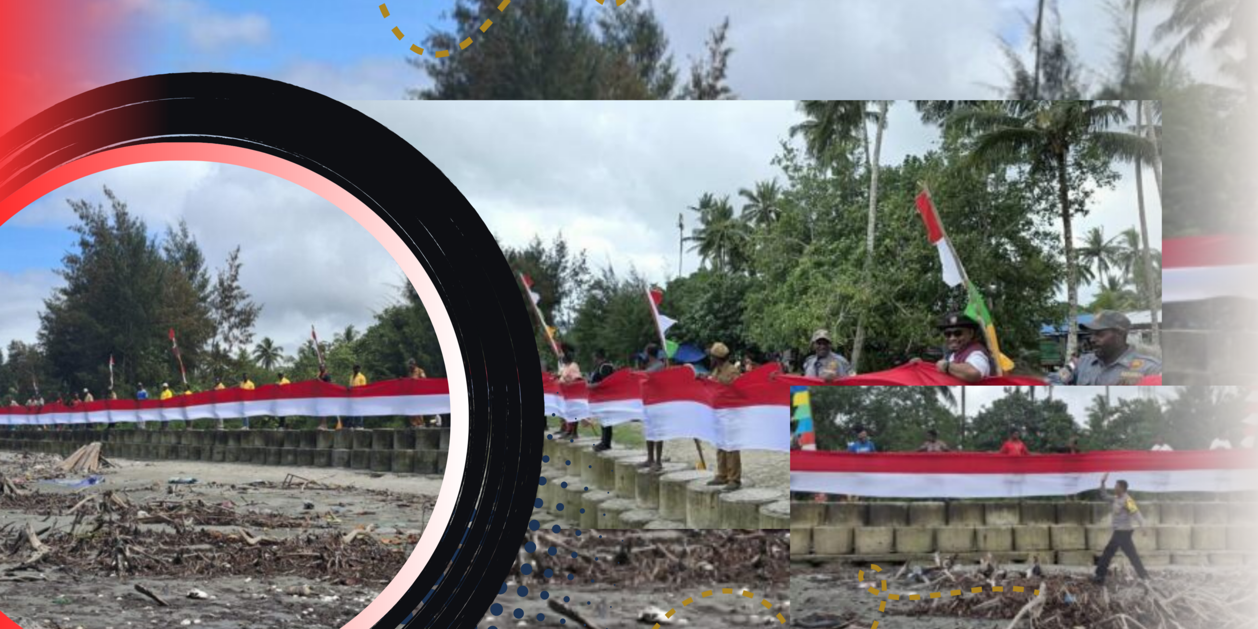 Warga Mimika Bentangkan Bendera Merah Putih 1 Kilometer